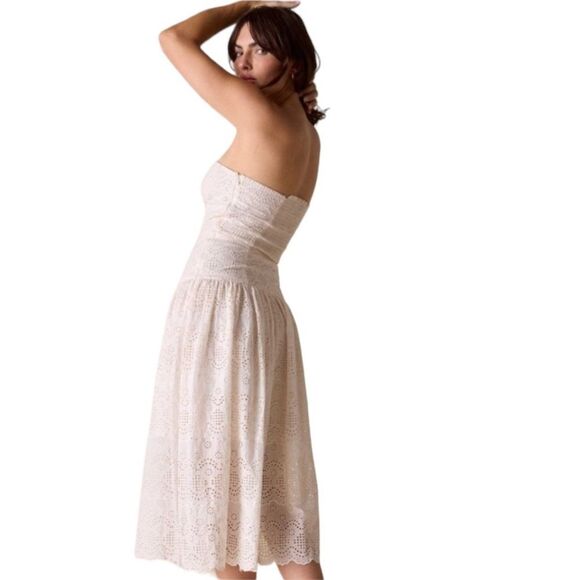 St. Roche Benedict Eyelet Sleeveless Midi Sun Dress Spaghetti Strap Organic Cott - Picture 12 of 16